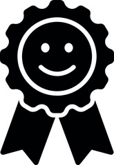 Smiley Face Award Ribbon with Ribbons in Black and White
