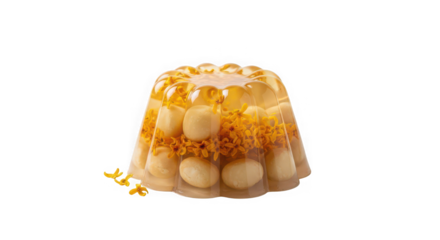 Delicate fruity jelly dessert with layers of fruit and gelatin