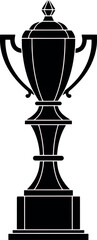 Silhouette Trophy Cup Award in Black on White Background for Recognition or Competition