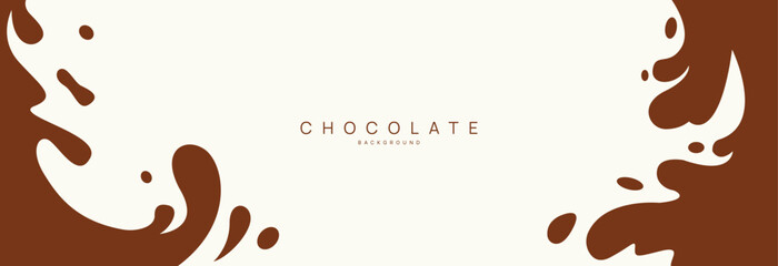 Chocolate background of Modern poster, dynamic splashes and drops. Vector illustration in a flat style of minimalism