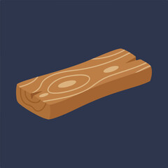 A stylized cartoon illustration of a wooden plank or board, showcasing a simple design with wood grain details on a dark blue background.