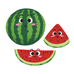 cute watermelon with crayon style fruit parts
