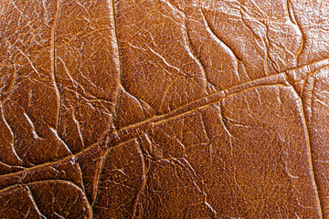 Brown Leather Texture close-up, Vintage Leather Pattern Macro photography for bbackground