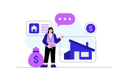 Business People Auditing Company Accounts Flat Vector Illustration