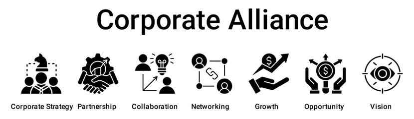 Corporate Alliance banner web icon vector illustration concept for business with icon of Corporate Strategy, Partnership, Collaboration, Networking, Growth, Opportunity.