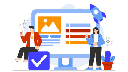 Flat Design Digital Product Launch and Promotion Flat Vector Illustration