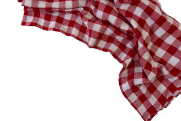 A red and white checkered cloth with a white border. The cloth is folded and has a red and white pattern