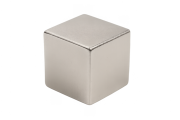 Strong neodymium magnet cube isolated on transparent background