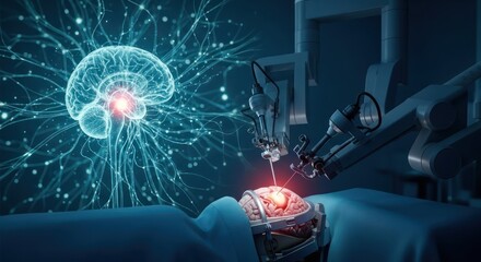 Advanced robotic surgery on the brain showcasing medical innovation and technology precision
