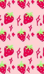 Minimalist Strawberry Doodle Seamless Pattern