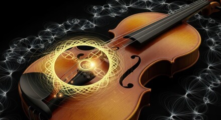 Enigmatic musical instrument with radiant aura showcases artistic expression and digital enhancement