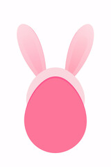 Minimalist Pink Easter Egg with Bunny Ears - Modern Vector Art