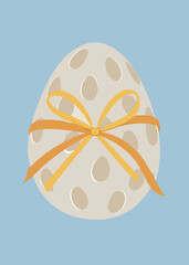 Festive Polka Dot Easter Egg with Decorative Ribbon Bow