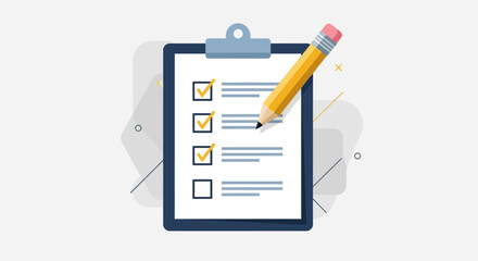 Clipboard with checklist and pencil isolated on, representing task management, organization, and productivity in various settings