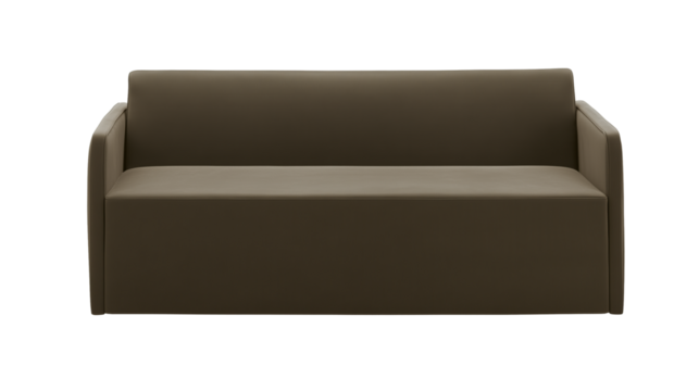 Sleek modern sofa with minimalist design on transparent background