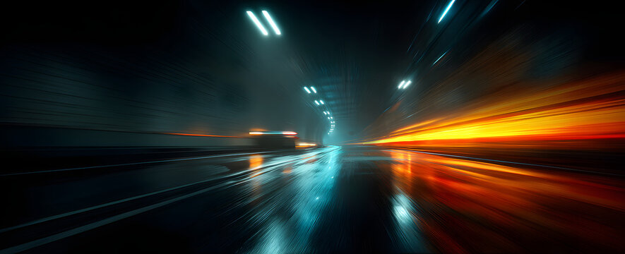 light trails in tunnel