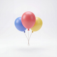 3d icon of a colorful cluster of party balloons floating, symbolizing celebration, festive decoration, fun, and joyful events isolated on a white background