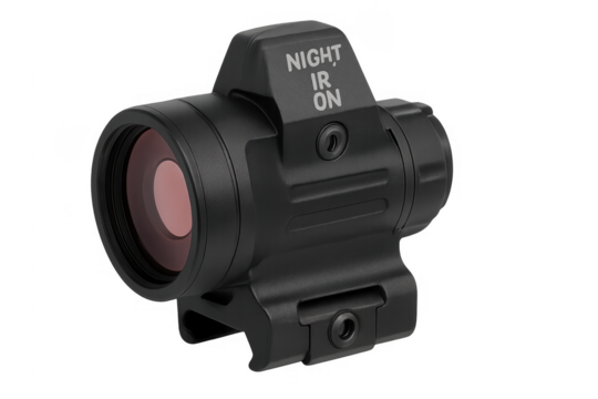 Black tactical optical sight with night vision ir on