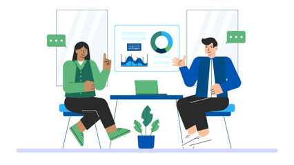 Business team working on diversity and inclusion program Flat Vector Illustration