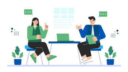 Flat vector of business interview process Flat Vector Illustration