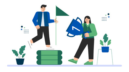 Flat illustration of employee motivation and rewards Flat Vector Illustration