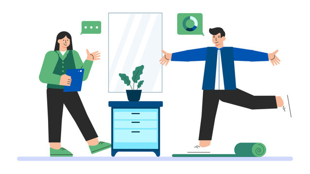 Flat design of corporate wellness program Flat Vector Illustration