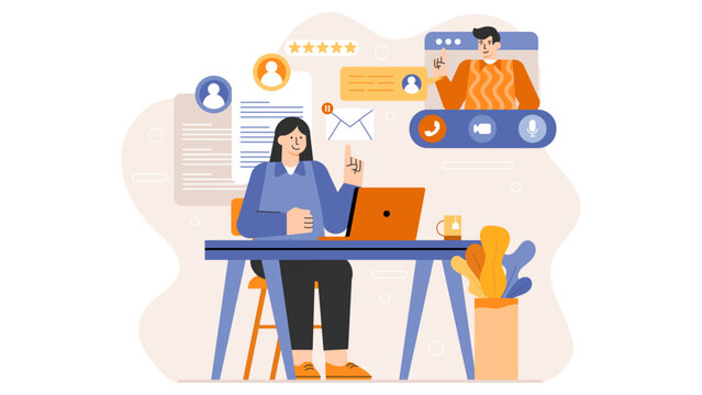 Remote hiring process illustration Flat Vector Illustration