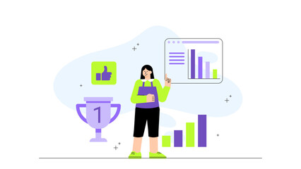 Flat illustration of employee motivation and rewards Flat Vector Illustration