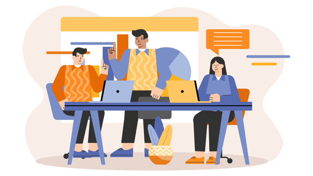 Flat illustration of HR diversity training Flat Vector Illustration