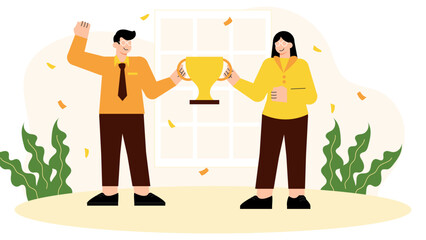 Flat illustration of employee motivation and rewards Flat Vector Illustration