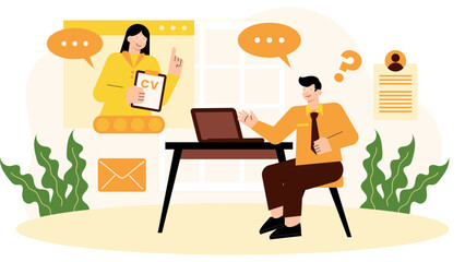 Remote hiring process illustration Flat Vector Illustration