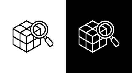 Analytic Cube White Icon Set Design