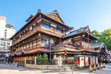 Obraz premium Entrance of Dogo Onsen public bathhouse in Matsuyama, Ehime Prefecture, Shikoku, Japan.