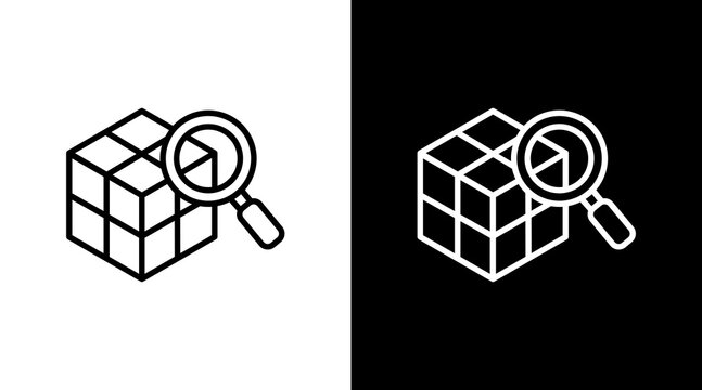 Analytic Cube White Icon Set Design