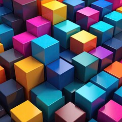 Obraz premium Colorful stacked 3D cubes create abstract pattern