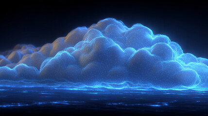 A digital mesh cloud formation representing virtual storage, online ecosystems and the evolving structure of modern cloud based technologies.
