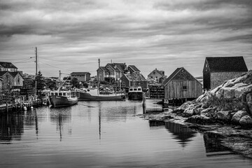 Charming fishing village on the rugged coast of Nova Scotia, capturing the essence of maritime life with its iconic scenery.