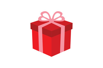 A bright red 3D gift box with golden ribbon and a decorative bow on top. Clean, modern, and isolated vector design suitable for Christmas, New Year, birthday celebrations, greeting cards, festive bann