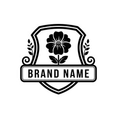 Elegant Floral Emblem with Brand Name Placeholder.