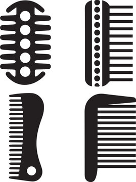 Comb Silhouette Vector Set, Comb Vector