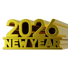 Bold 3D Golden 2026 New Year Text Render