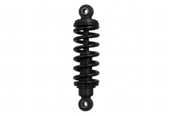 Black shock absorber suspension isolated on transparent background