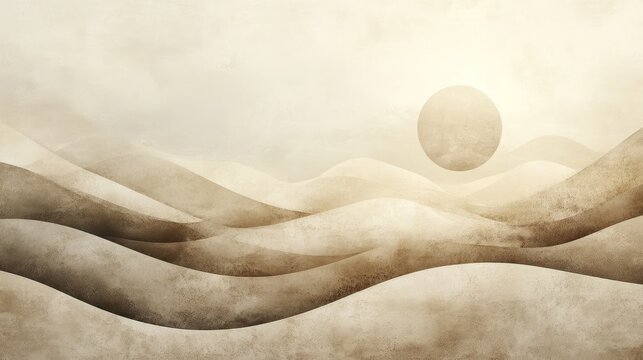 Serene sunset over rolling hills, peaceful landscape, calming background, design element