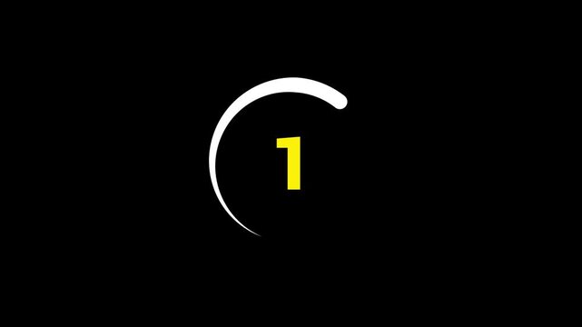Cinematic 5 Second Countdown Timer, Digital Circular Animation 10s to 0s, Black Background, Simple 5s Version Included for Movie Intros