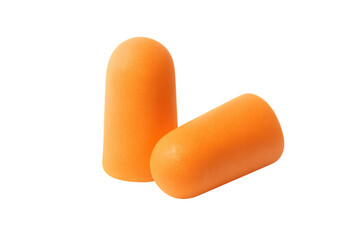 Orange foam earplugs providing hearing protection and noise cancelling