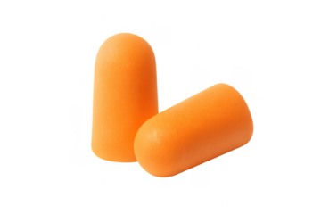 Orange foam earplugs providing hearing protection and noise cancelling