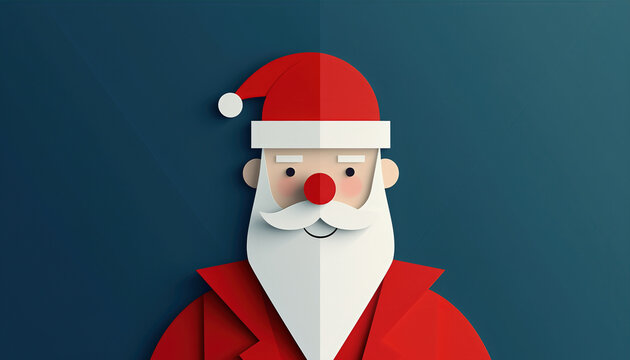 happy santa claus A minimalist representation of Santa Claus using simple geometric shapes, basic colors, a modern aesthetic, and a clean, stylized look.