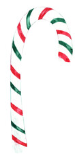 Obraz premium Candy cane watercolor illustration, Christmas and New Year sweets, caramel, lolly, lollypop, traditional dessert, decoration, winter holidays, kids treats, 600 dpi PNG , isolated image