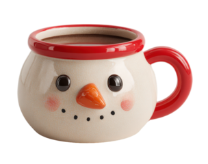 Cute Snowman Ceramic Mug with Hot Drink