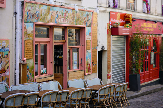 Colorful Paris cafe Le Poulbot in Montmartre France June 2 2025